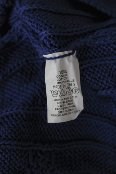 Fred Hayman Mens Pullover Sweater Blue 100% Cotton Crew Neck Long Sleeve Size 4