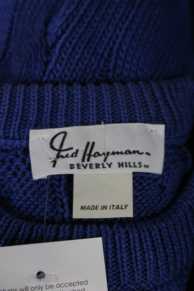 Fred Hayman Mens Pullover Sweater Blue 100% Cotton Crew Neck Long Sleeve Size 4