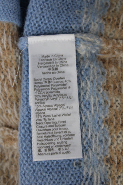 J Crew Womens Fair Isle Cardigan Blue Long Sleeve Round Neck Size M