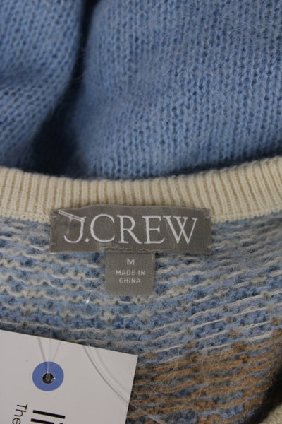 J Crew Womens Fair Isle Cardigan Blue Long Sleeve Round Neck Size M