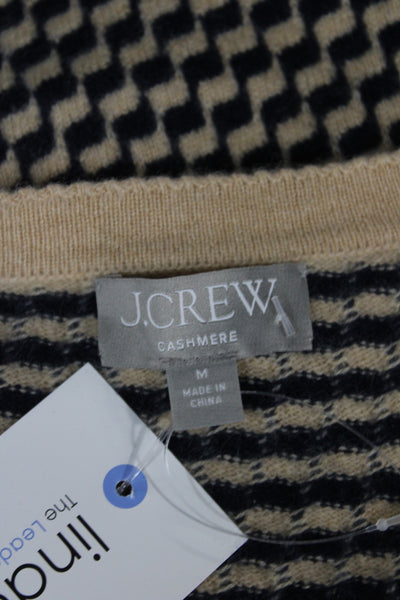 J Crew Womens 100% Cashmere Beige V Neck Geometric Vest Sleeveless Size M