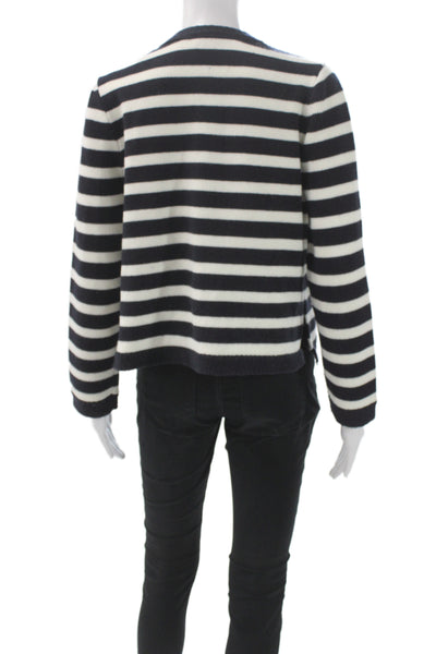 Zara Womens Cardigan Black Striped Long Sleeve Round Neck Size S