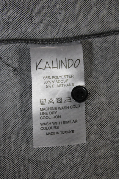 Kahindo Womens Basic Collared Button Polo Gray Geometric Short Sleeve Size L