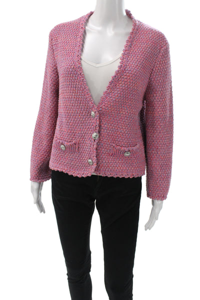 Maje Womens Multicolor V-Neck Buttoned Long Sleeve Cardigan Size 3