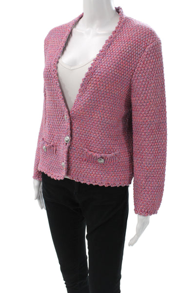 Maje Womens Multicolor V-Neck Buttoned Long Sleeve Cardigan Size 3