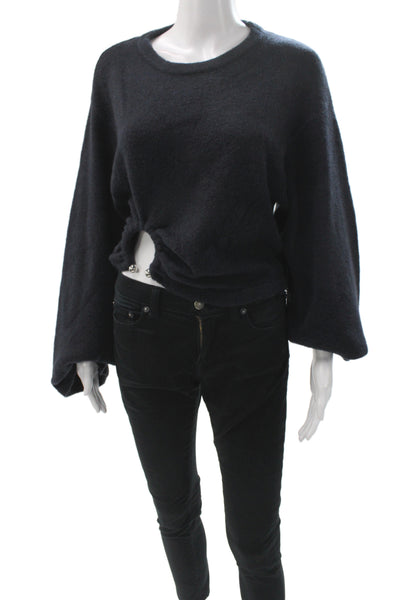 Zara Women Pullover Sweater Black Crew Neck Long Sleeve Size M