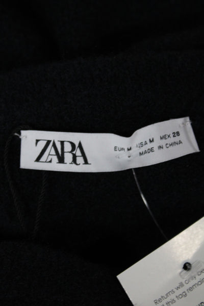 Zara Women Pullover Sweater Black Crew Neck Long Sleeve Size M