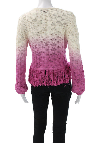 The Wolf Gang Womens Boho Pullover Ivory Long Sleeve Round Neck Size M