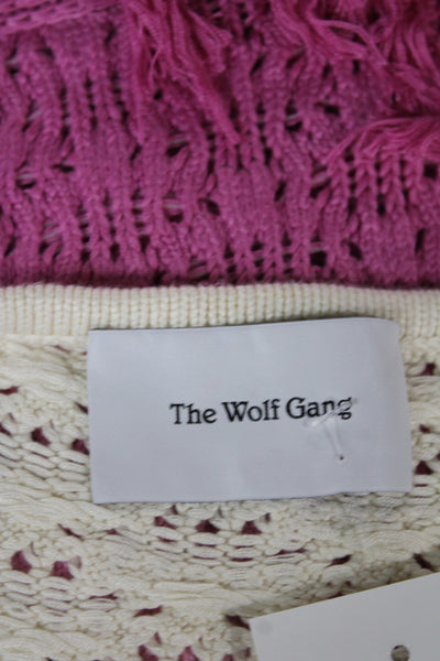 The Wolf Gang Womens Boho Pullover Ivory Long Sleeve Round Neck Size M
