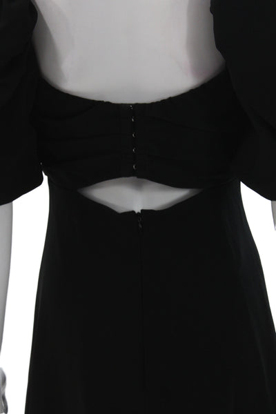 Cinq à Sept Women Black Cocktail Mini Dress Square Neck Short Sleeve Size 6