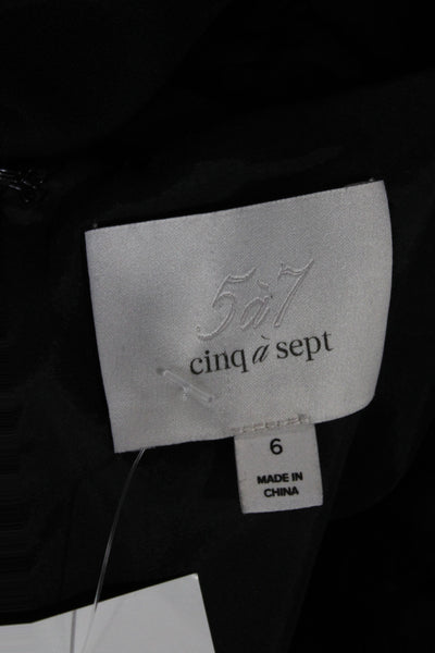 Cinq à Sept Women Black Cocktail Mini Dress Square Neck Short Sleeve Size 6