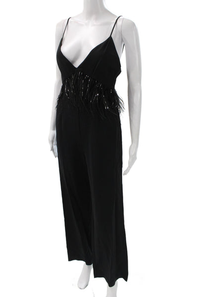 Saylor Womens Black Sleeveless V-Neck Cocktail Jumpsuit Viscose Zip Size S