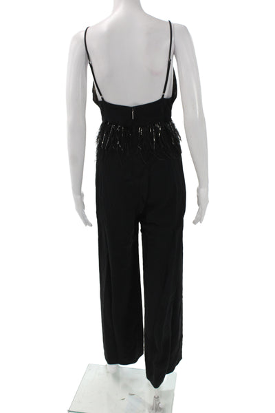 Saylor Womens Black Sleeveless V-Neck Cocktail Jumpsuit Viscose Zip Size S