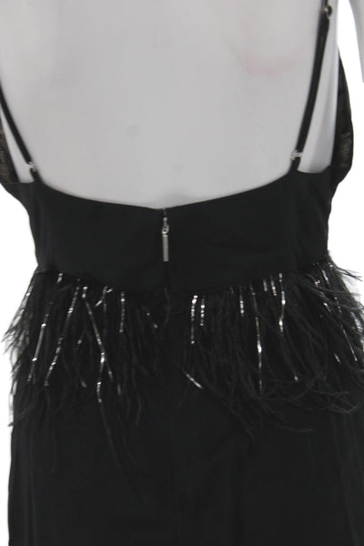 Saylor Womens Black Sleeveless V-Neck Cocktail Jumpsuit Viscose Zip Size S
