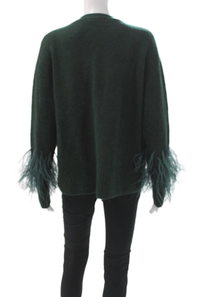Cinq à Sept Womens Cardigan V-Neck Long Sleeve Green Size S