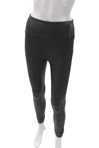 Spanx Women Faux Leather Ankle Leggings Black Athleisure Size S