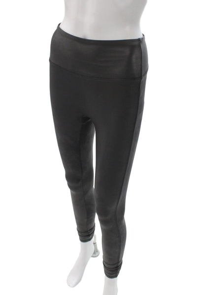 Spanx Women Faux Leather Ankle Leggings Black Athleisure Size S