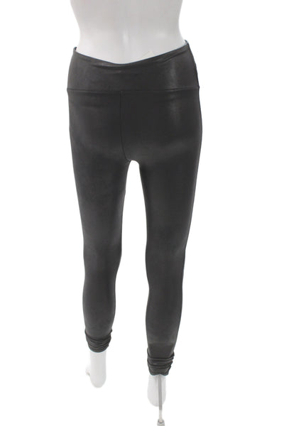 Spanx Women Faux Leather Ankle Leggings Black Athleisure Size S
