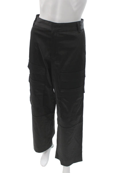 Zara Womens Cargo Pants Black Button Closure Size S