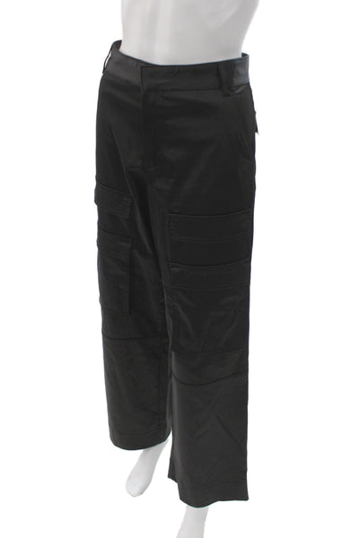 Zara Womens Cargo Pants Black Button Closure Size S