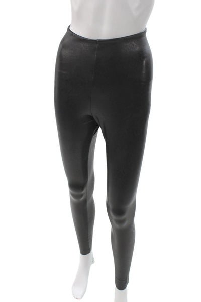 Commando Control Women Faux Leather Ankle Leggings Black Polyester Size S