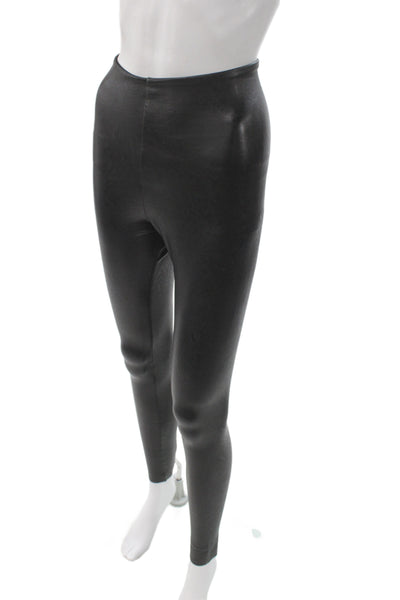Commando Control Women Faux Leather Ankle Leggings Black Polyester Size S