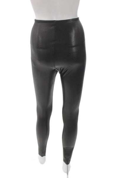 Commando Control Women Faux Leather Ankle Leggings Black Polyester Size S