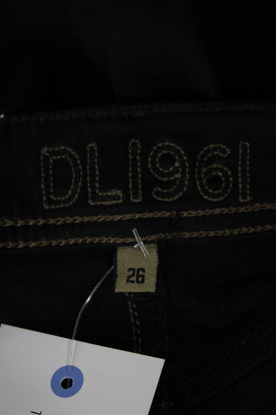 DL1961 Women Skinny Biker Jeans Black High Rise Cotton Blend Size 26