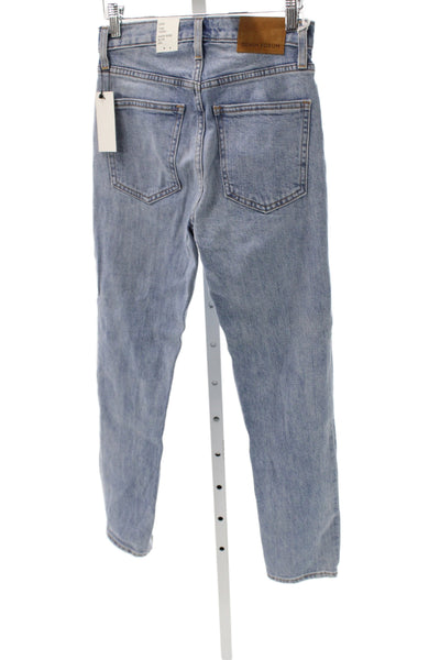 Denim Forum Women Straight High Rise Jeans Blue Cotton Blend Size 24