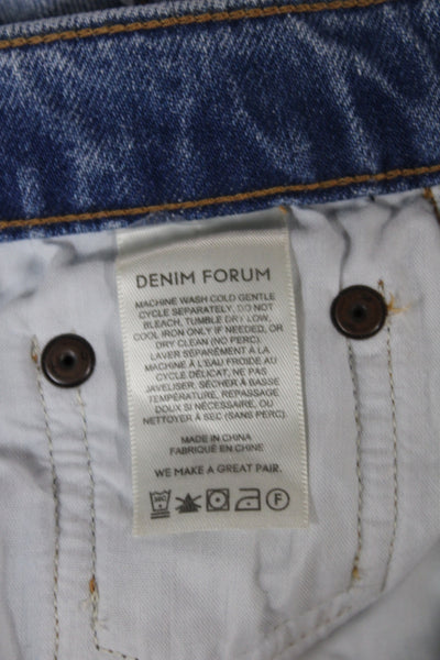 Denim Forum Women Straight High Rise Jeans Blue Cotton Blend Size 24