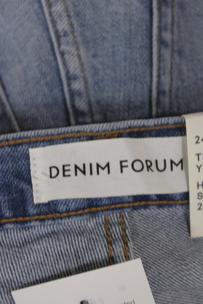 Denim Forum Women Straight High Rise Jeans Blue Cotton Blend Size 24