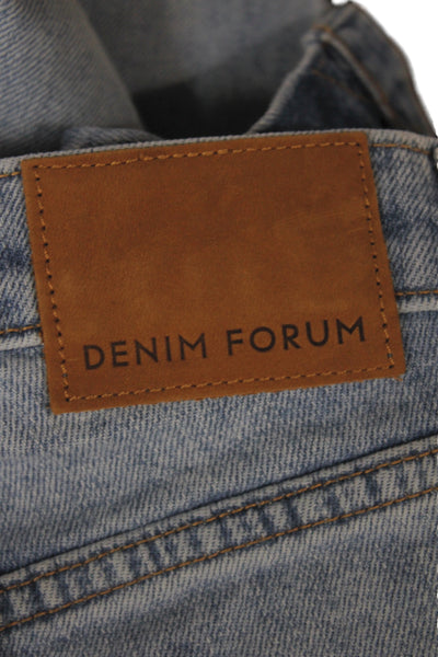 Denim Forum Women Straight High Rise Jeans Blue Cotton Blend Size 24