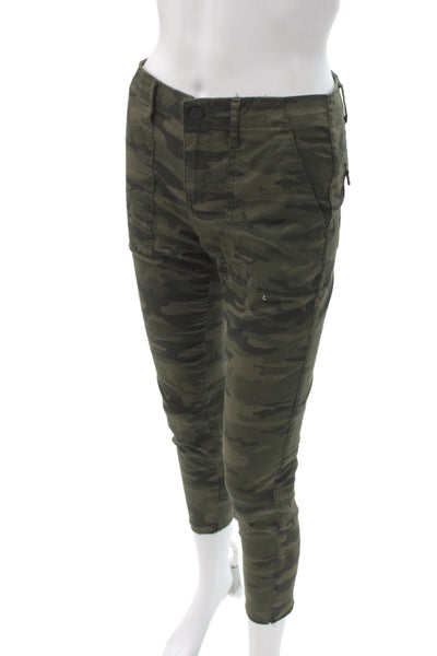 Sanctuary Women Cargo Pants Green Camo Cotton Size 24