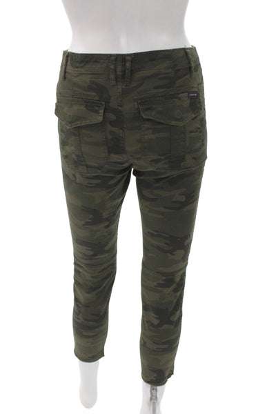 Sanctuary Women Cargo Pants Green Camo Cotton Size 24