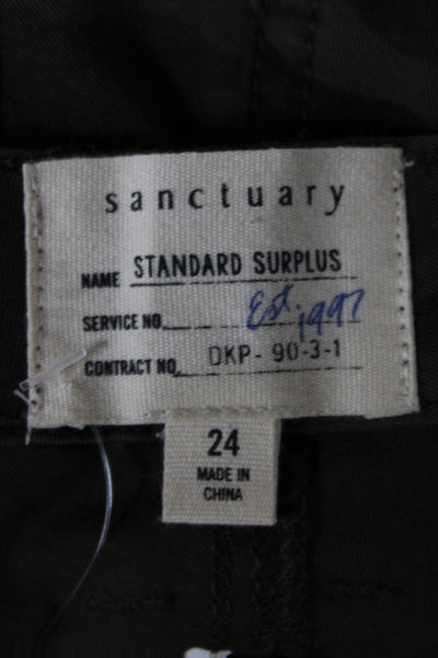 Sanctuary Women Cargo Pants Green Camo Cotton Size 24