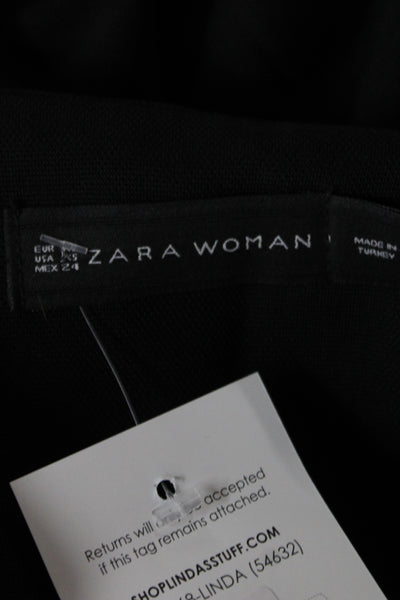 Zara Woman Womens Biker Jacket Black Cotton Long Sleeve Zip Size XS