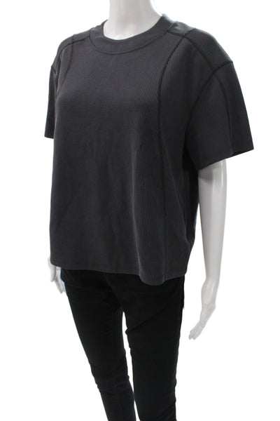 Lululemon Women Basic Gray Crew Neck Short Sleeve T-Shirt Polyester Size 6
