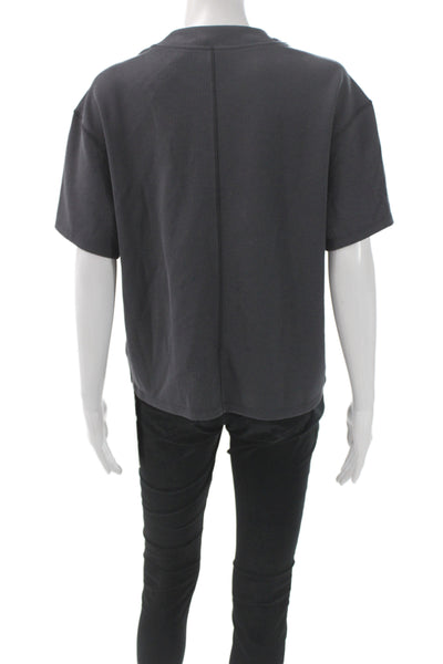 Lululemon Women Basic Gray Crew Neck Short Sleeve T-Shirt Polyester Size 6