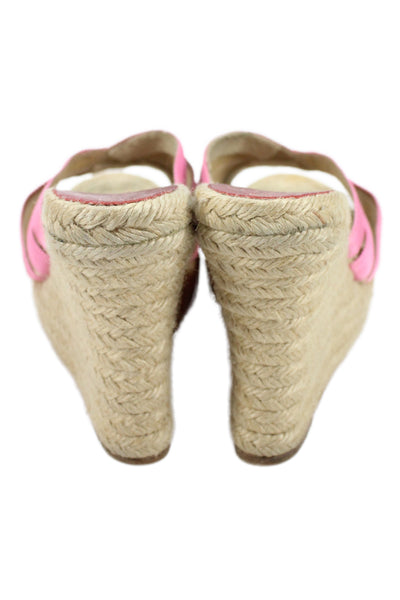 Christian Louboutin Womens Open Toe Espadrille Wedge Sandals Pink Size 37 7
