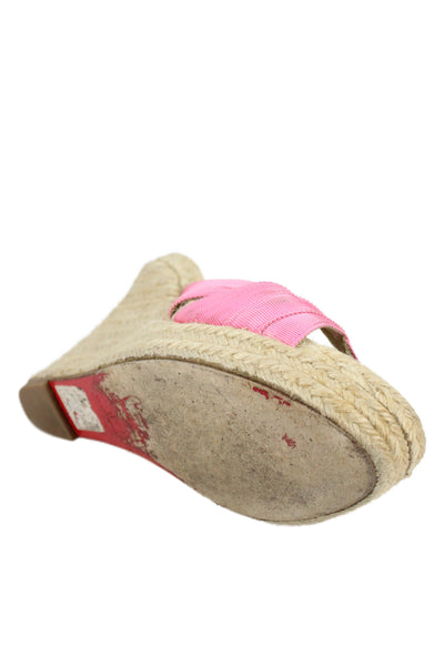 Christian Louboutin Womens Open Toe Espadrille Wedge Sandals Pink Size 37 7