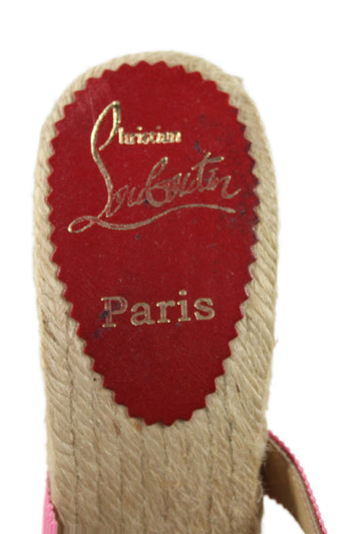 Christian Louboutin Womens Open Toe Espadrille Wedge Sandals Pink Size 37 7