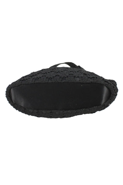 Grace Chuang Womens Floral Tie Closure Top Handle Handbag Black
