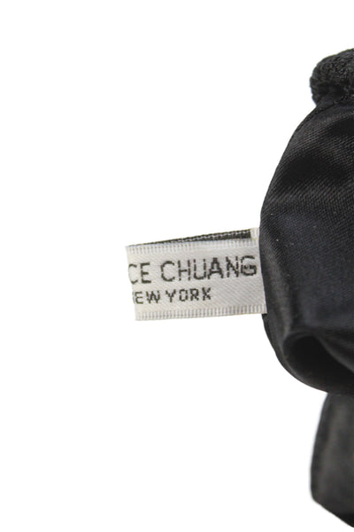 Grace Chuang Womens Floral Tie Closure Top Handle Handbag Black