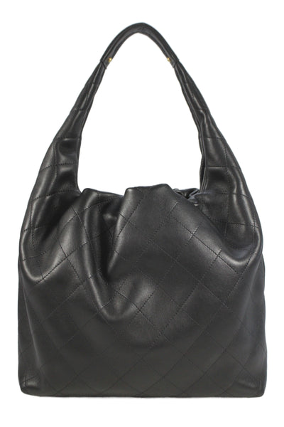 Chanel Womens Quilted Calfskin CC Chanel Cruise 2026 Hobo Handbag Black