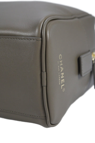 Chanel Womens Calfskin CC 2026 Large Perfect Bowling Bag Handbag Khaki