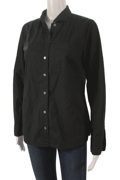 J Crew Women Black Cotton Collared Button-Up Long Sleeve Basic Size S