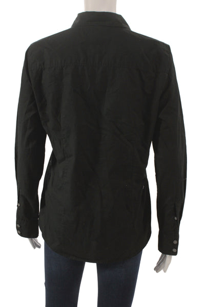 J Crew Women Black Cotton Collared Button-Up Long Sleeve Basic Size S