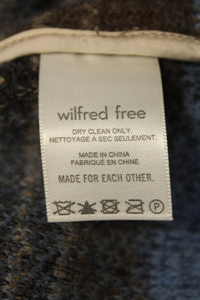 Wilfred Free Women Plaid Wool Button Long Sleeve Basic Jacket Blue Size XS