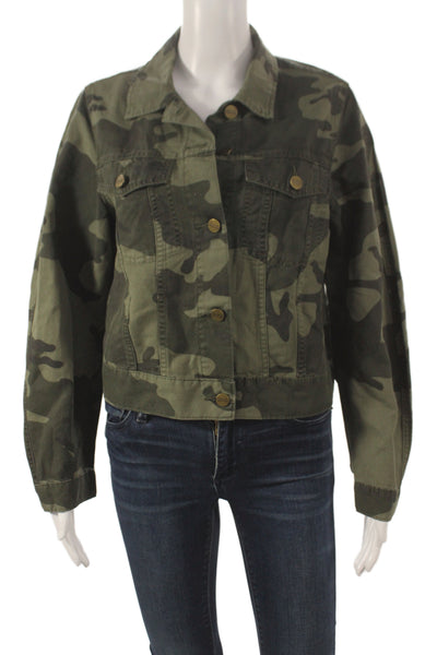 Sanctuary Womens Military Camouflage Jacket Green Long Sleeve Button Size S