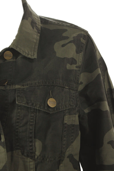 Sanctuary Womens Military Camouflage Jacket Green Long Sleeve Button Size S